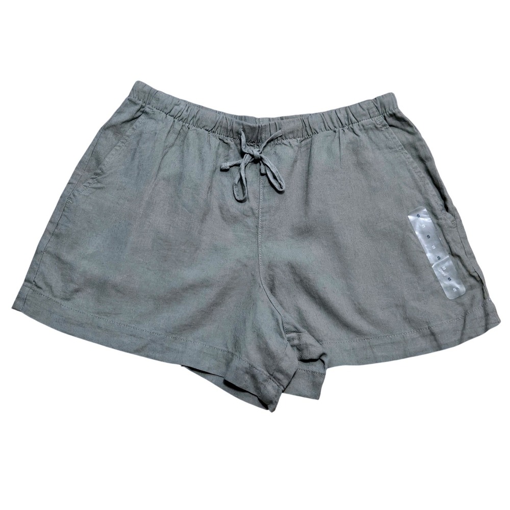 Gap NWT Linen Blend Drawstring Shorts Olive Green Size S New